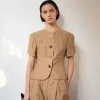 Best Cody Blouse Viscose Linen Blend Caramel Shirts & Blouses | Tailoring