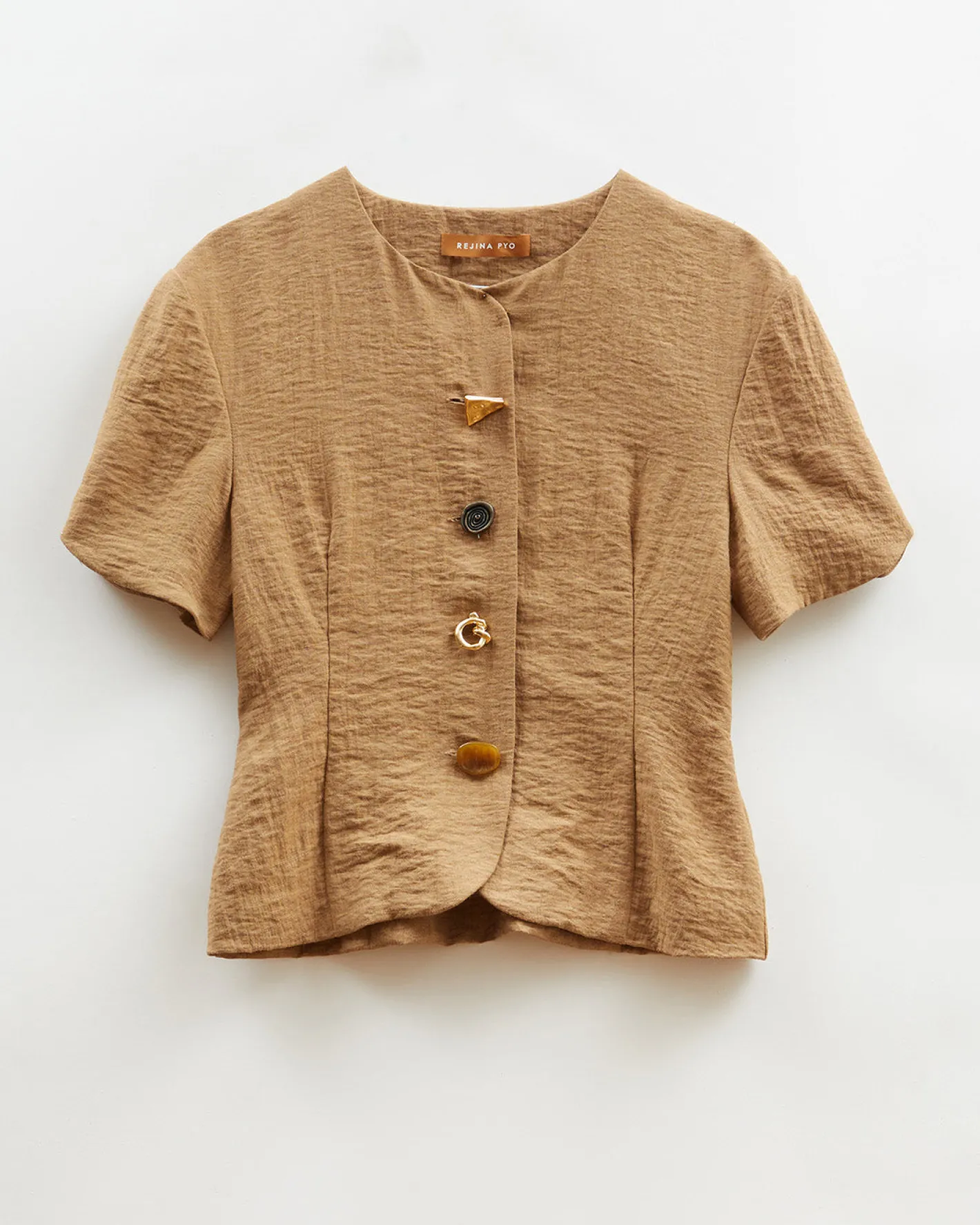 Best Cody Blouse Viscose Linen Blend Caramel Shirts & Blouses | Tailoring