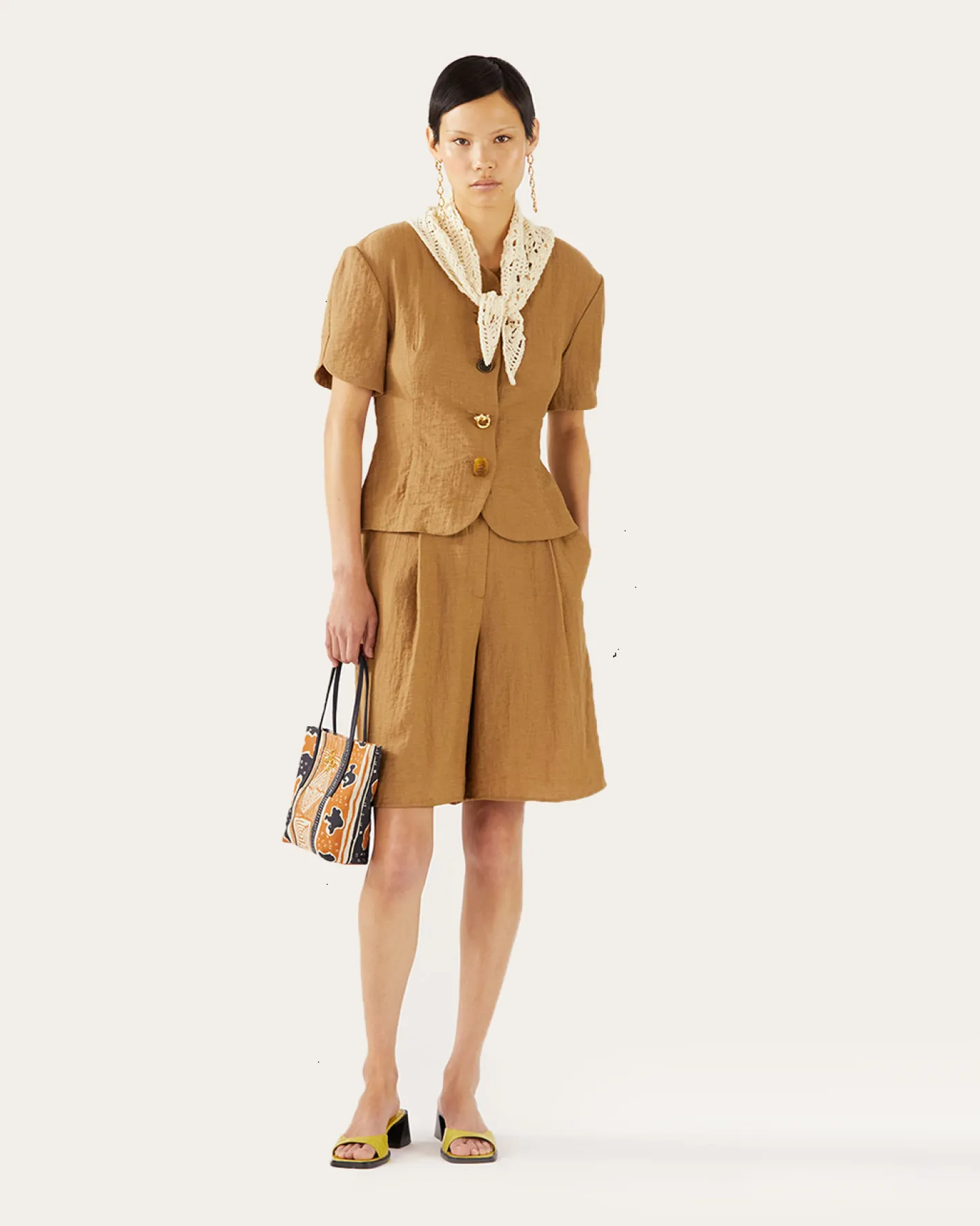 Best Cody Blouse Viscose Linen Blend Caramel Shirts & Blouses | Tailoring