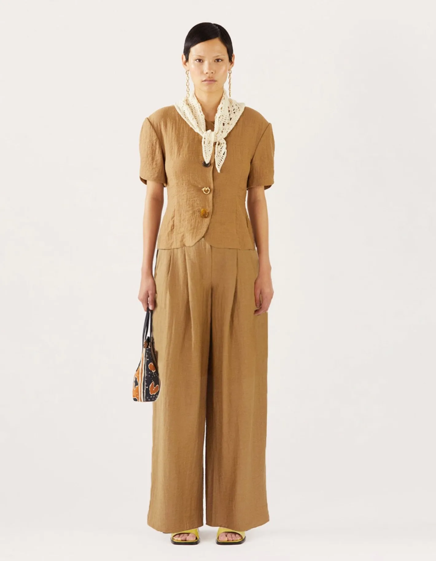 Best Cody Blouse Viscose Linen Blend Caramel Shirts & Blouses | Tailoring