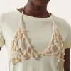 Discount Crochet Bra Organic Cotton Beige with Faux Pearls Knitwear | Clothing