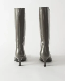 Outlet Curved Boot Leather Ematite Boots