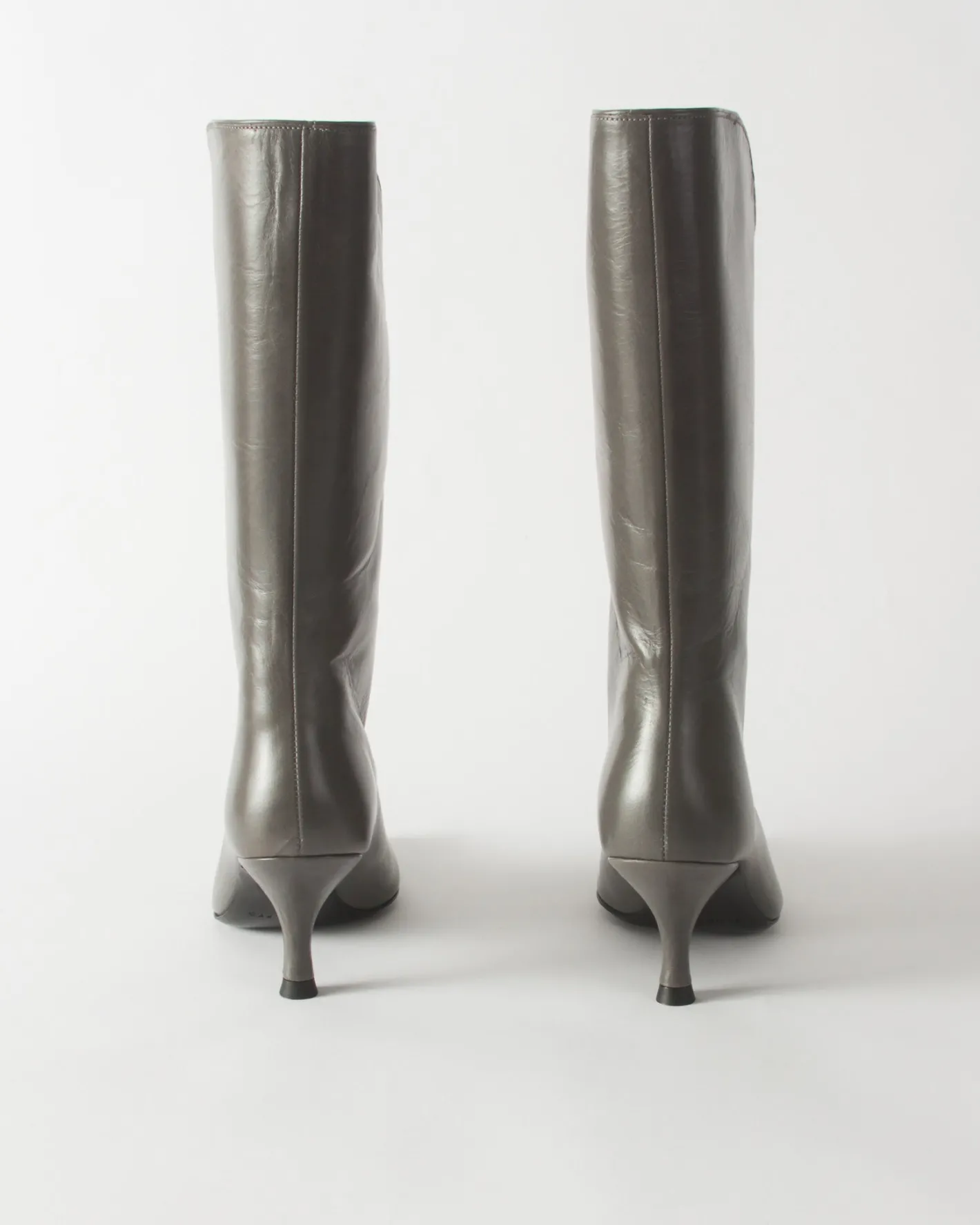 Outlet Curved Boot Leather Ematite Boots