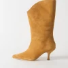 New Curved Boot Suede Tan Boots