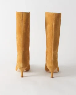 New Curved Boot Suede Tan Boots