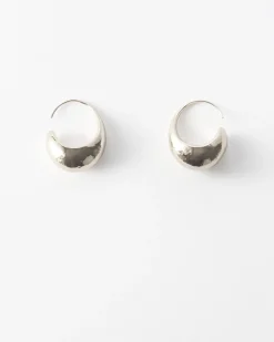 Online Curved Hoops Silver Plated Earrings
