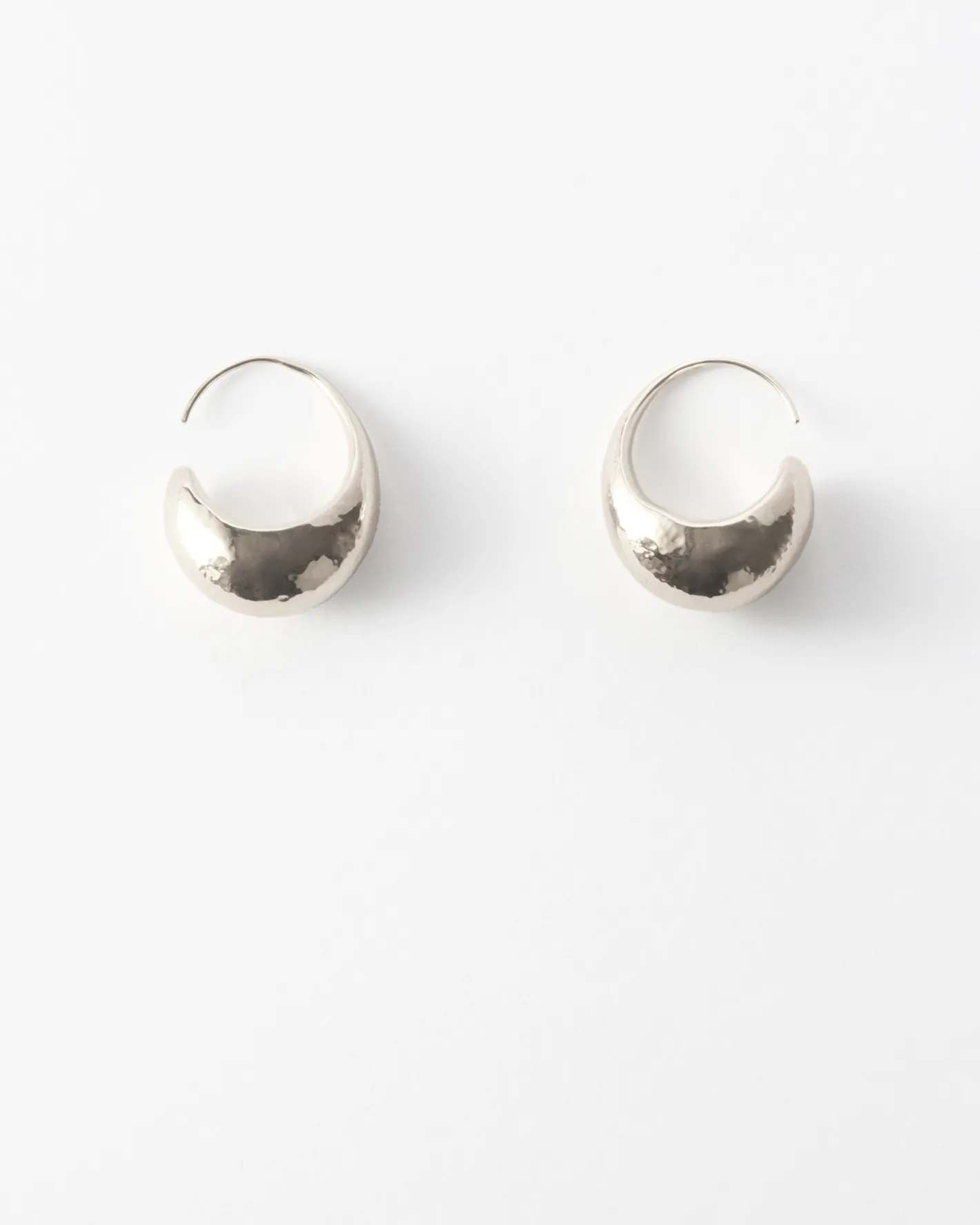 Online Curved Hoops Silver Plated Earrings