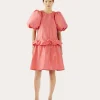 Fashion Daisy Dress Silk Taffeta Coral Dresses