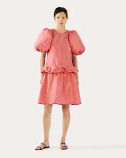 Fashion Daisy Dress Silk Taffeta Coral Dresses
