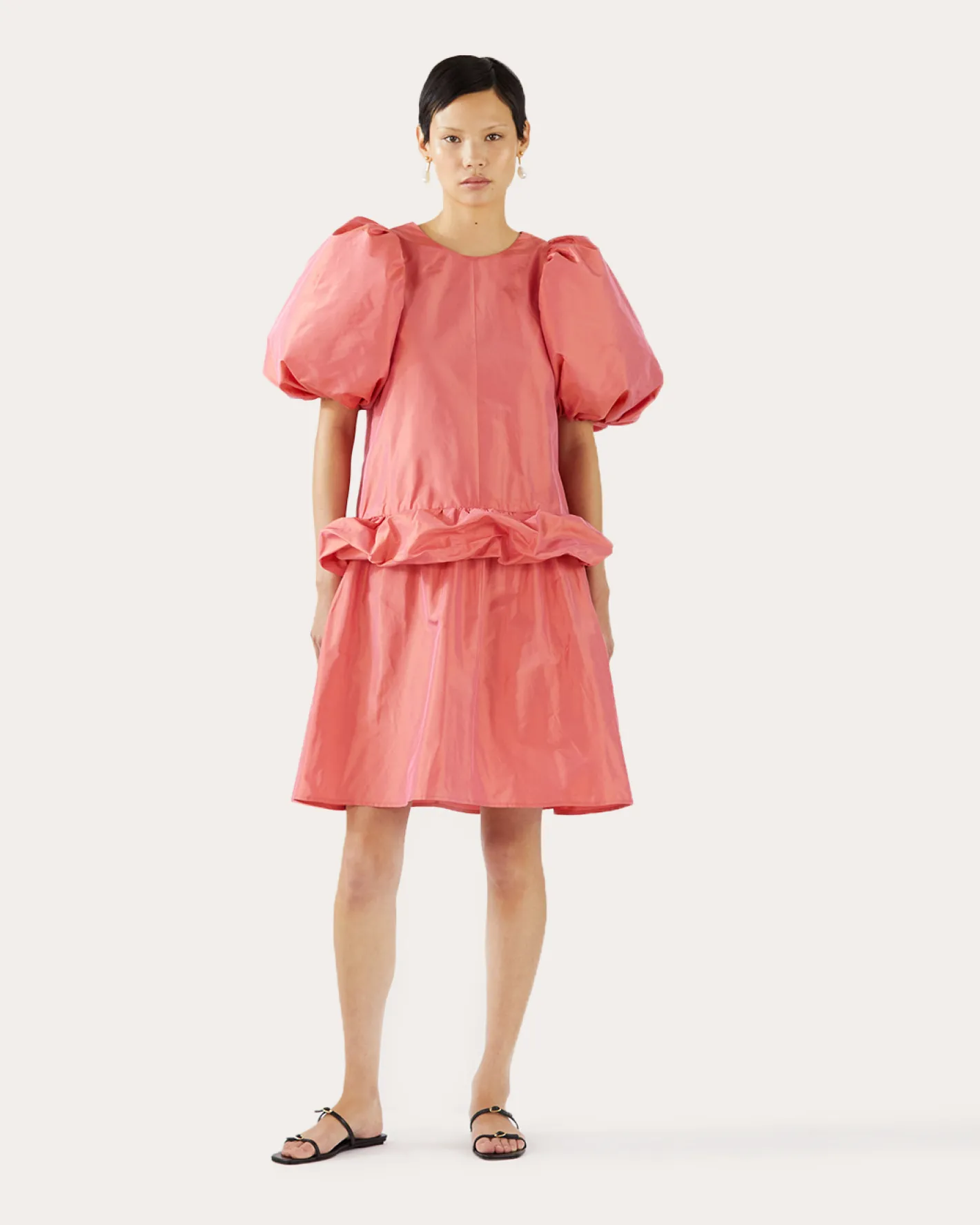 Fashion Daisy Dress Silk Taffeta Coral Dresses