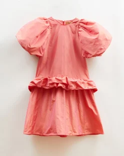 Fashion Daisy Dress Silk Taffeta Coral Dresses
