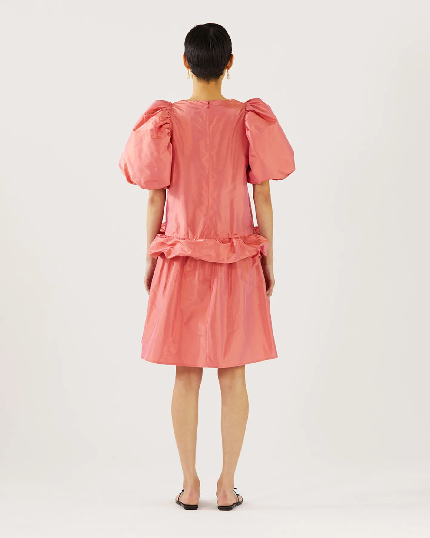 Fashion Daisy Dress Silk Taffeta Coral Dresses