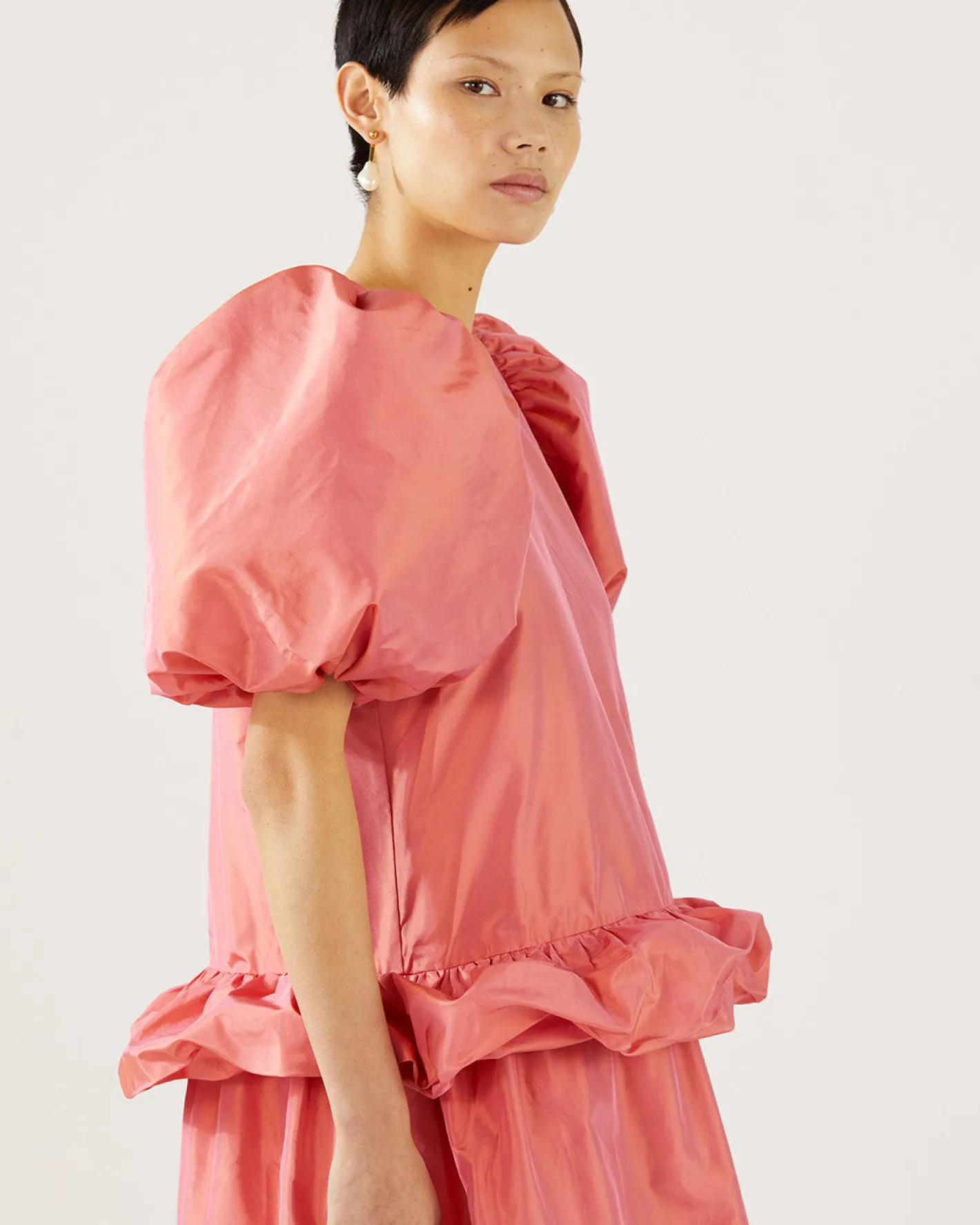 Fashion Daisy Dress Silk Taffeta Coral Dresses