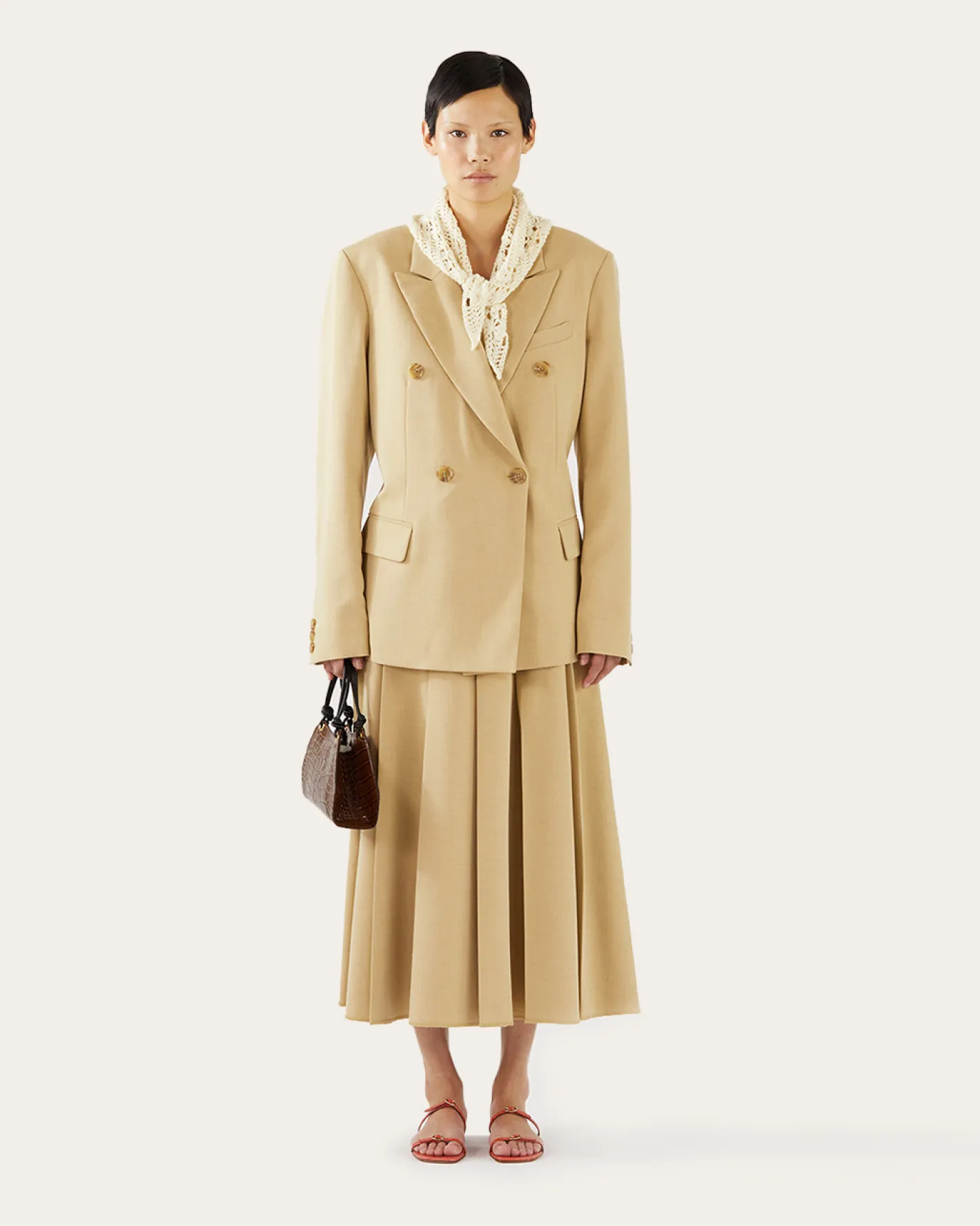 Hot Dana Blazer Tencel Blend Suiting Beige Tailoring | Jackets