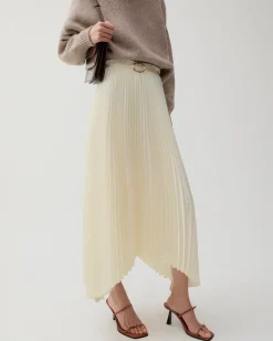 Hot Dilan Skirt Pleated Satin Off-White Skirts | Clothing
