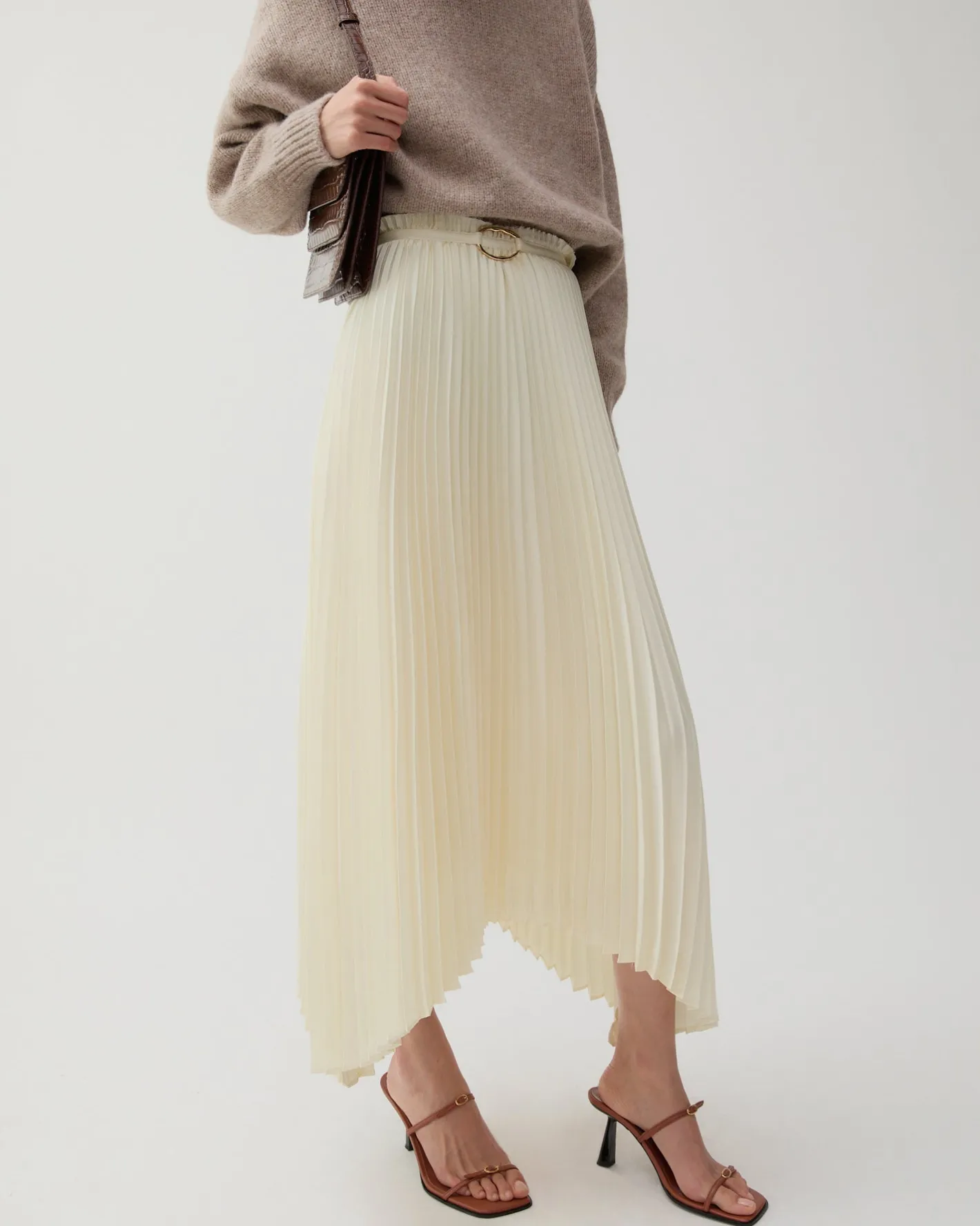 Hot Dilan Skirt Pleated Satin Off-White Skirts | Clothing