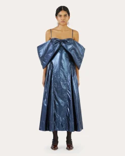 Discount Dora Dress Lamé Metallic Navy Dresses | Clothing