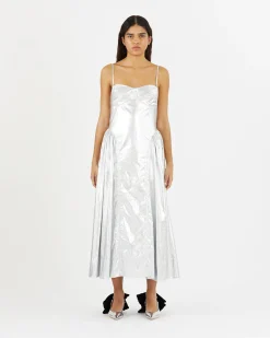 Best Dora Dress Lamé Metallic Silver Dresses | Clothing