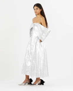 Best Dora Dress Lamé Metallic Silver Dresses | Clothing