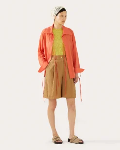 Fashion Doris Shorts Viscose Linen Blend Caramel Tailoring | Clothing