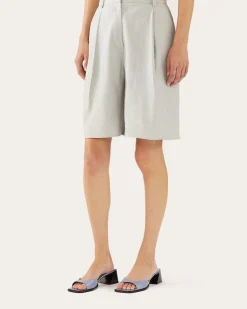 Fashion Doris Shorts Viscose Linen Blend Blue Tailoring | Clothing