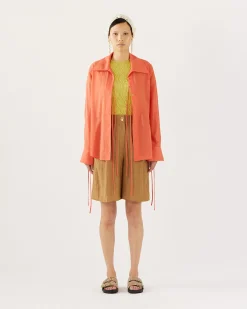 Fashion Doris Shorts Viscose Linen Blend Caramel Tailoring | Clothing