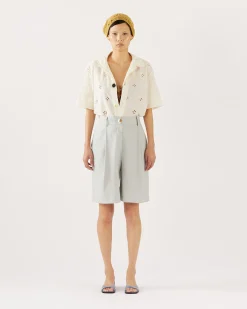 Fashion Doris Shorts Viscose Linen Blend Blue Tailoring | Clothing