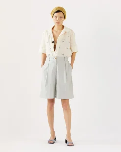 Fashion Doris Shorts Viscose Linen Blend Blue Tailoring | Clothing
