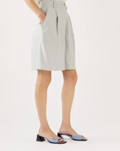 Fashion Doris Shorts Viscose Linen Blend Blue Tailoring | Clothing
