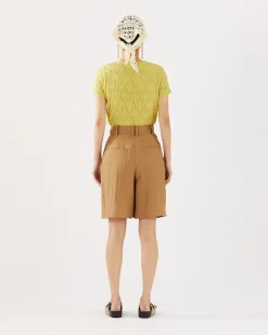 Fashion Doris Shorts Viscose Linen Blend Caramel Tailoring | Clothing