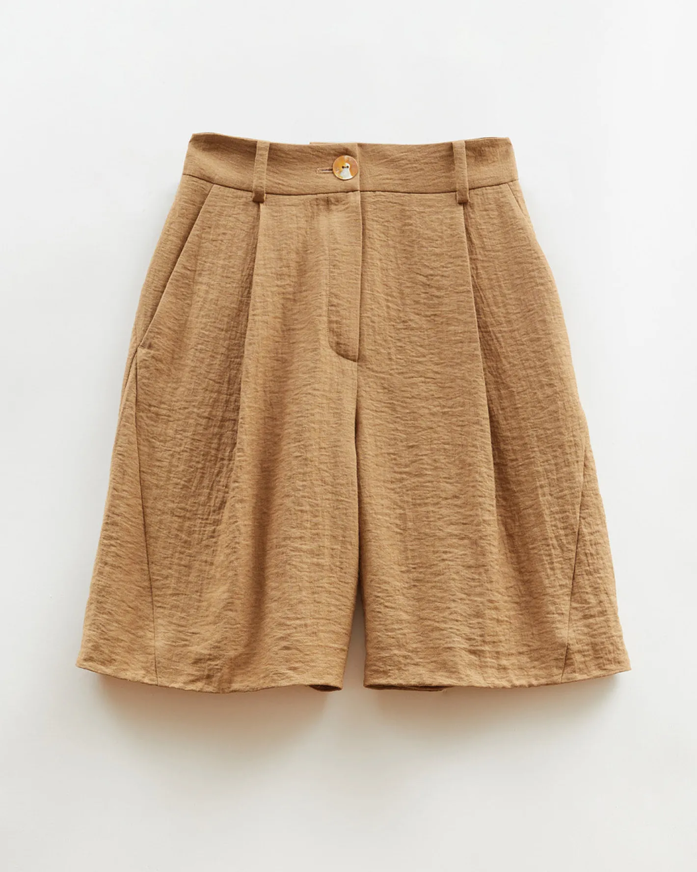 Fashion Doris Shorts Viscose Linen Blend Caramel Tailoring | Clothing