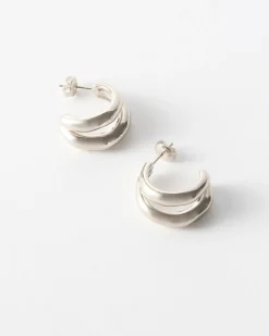 Discount Double Hoops Silver Plated Earrings