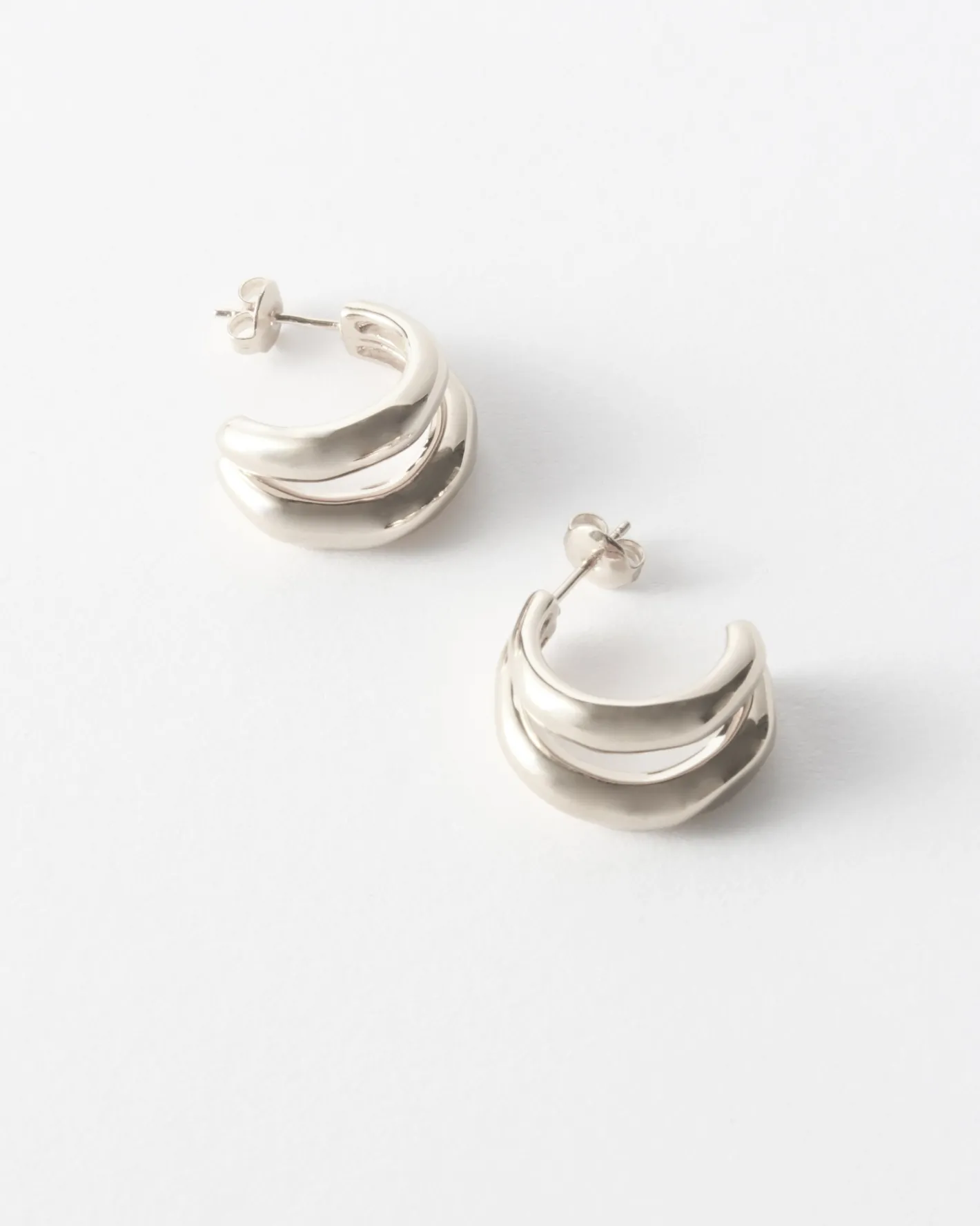 Discount Double Hoops Silver Plated Earrings