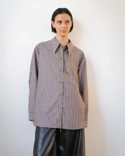 Online Ellis Shirt Cotton Stripe Brown Shirts & Blouses | Clothing