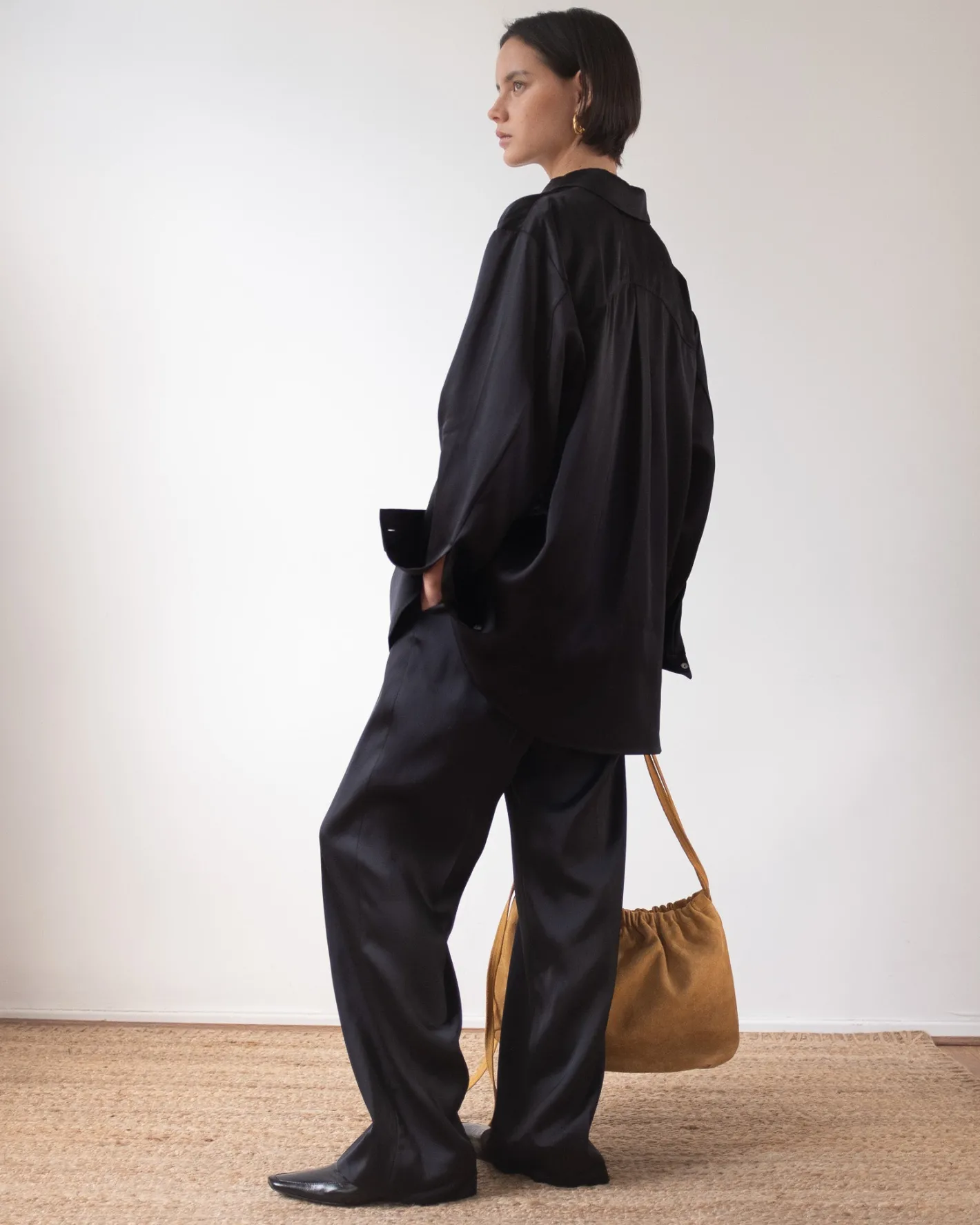 Clearance Ellis Shirt Duchesse Satin Black Shirts & Blouses | Clothing