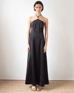 Sale Ellison Dress Duchesse Satin Black Dresses | Clothing