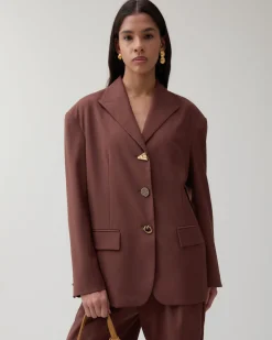 Outlet Enzo Blazer Wool Blend Brown Tailoring