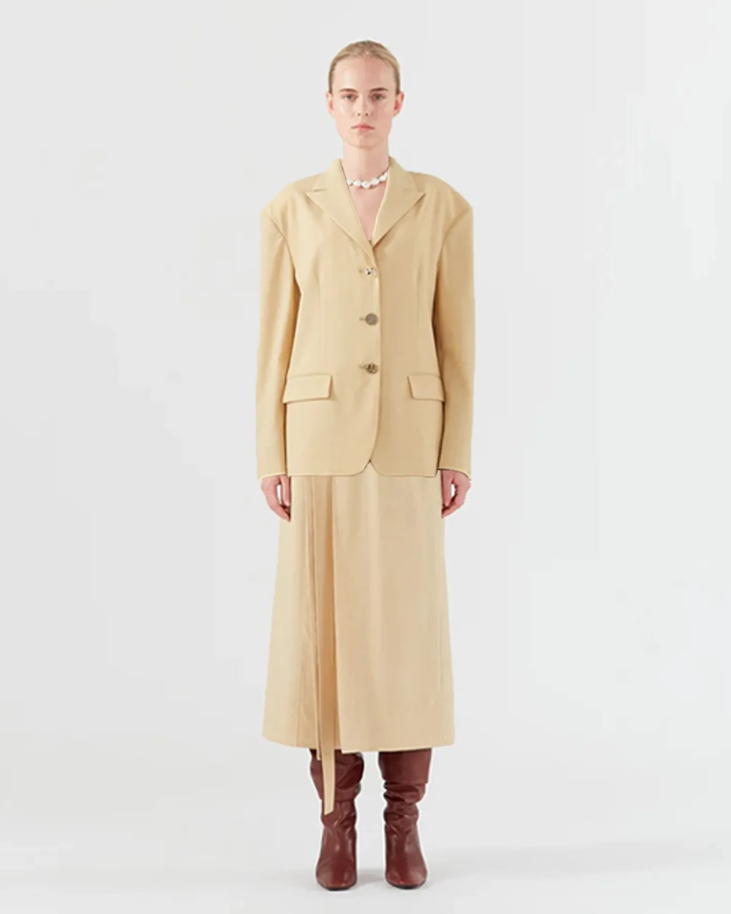 Outlet Enzo Blazer Wool Blend Shortbread Tailoring | Jackets