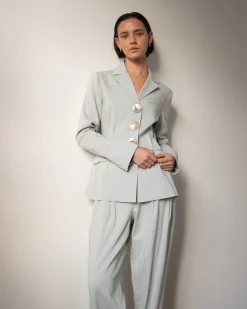 Best Etta Jacket Viscose Linen Blend Blue Tailoring | Jackets