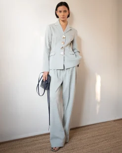 Best Etta Jacket Viscose Linen Blend Blue Tailoring | Jackets