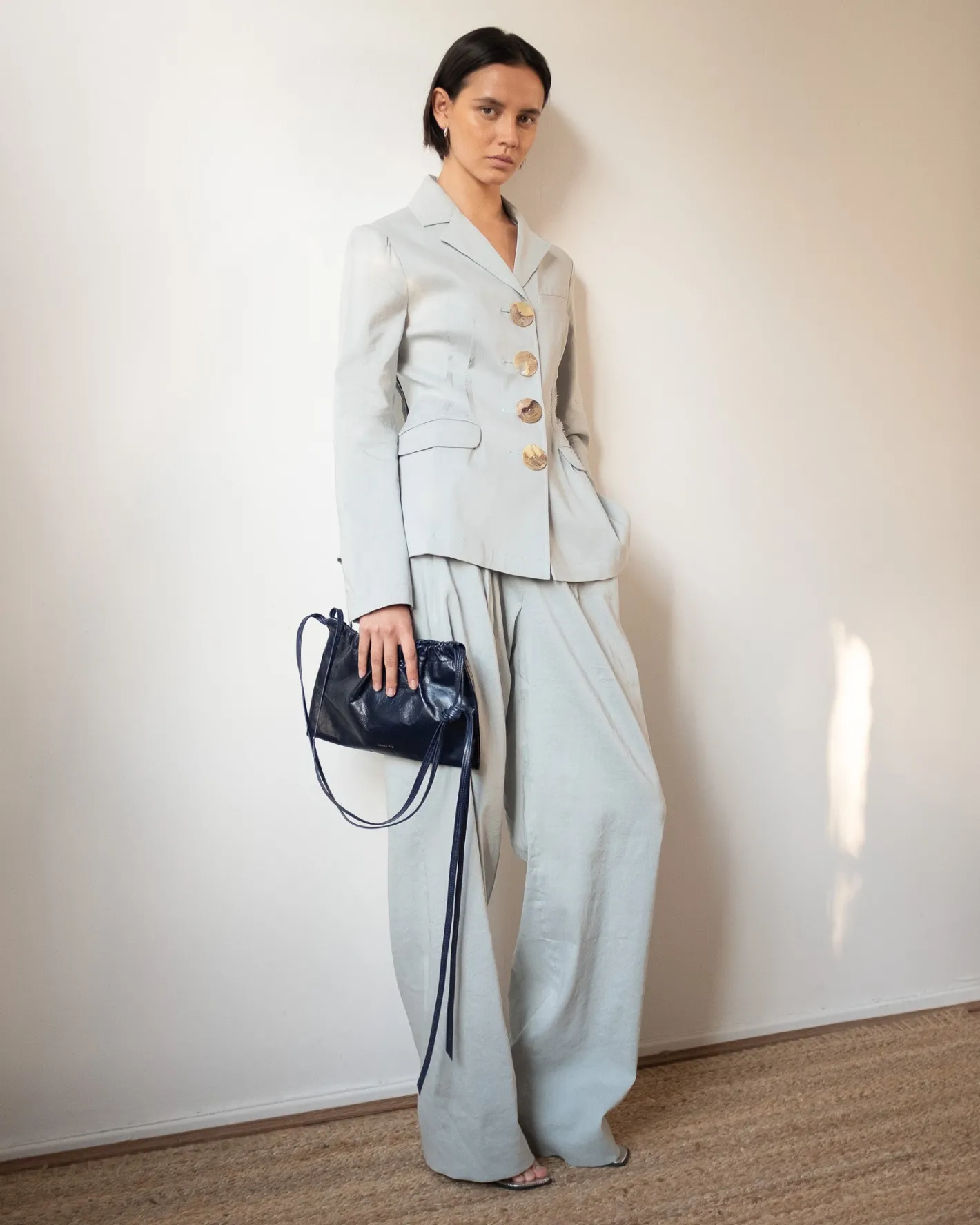 Best Etta Jacket Viscose Linen Blend Blue Tailoring | Jackets