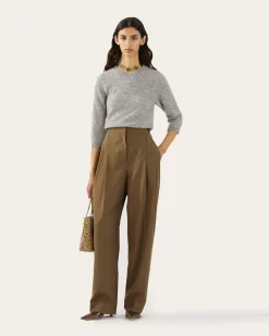 Sale Eunah Trousers Wool Blend Olive Trousers | Tailoring