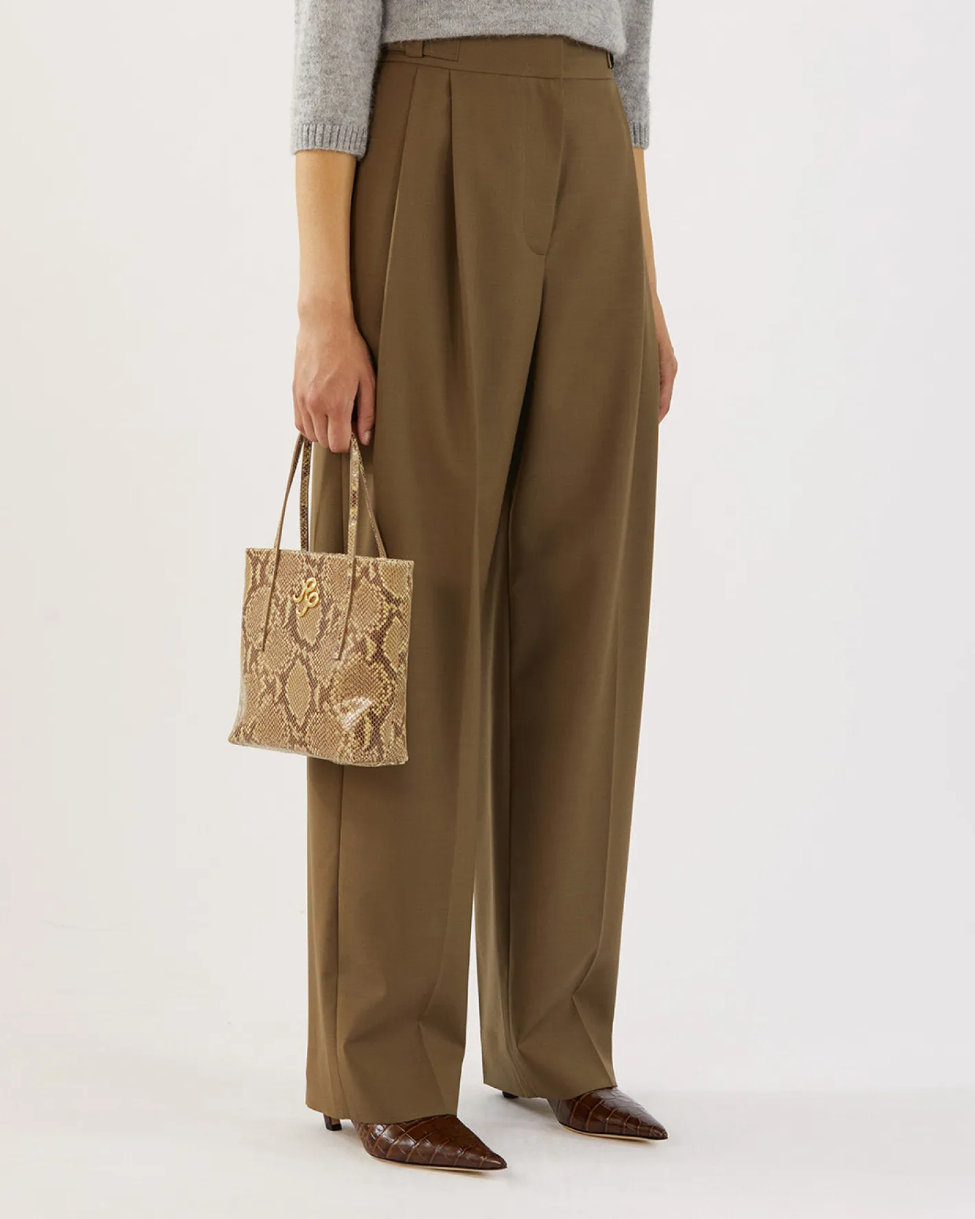 Sale Eunah Trousers Wool Blend Olive Trousers | Tailoring