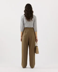 Sale Eunah Trousers Wool Blend Olive Trousers | Tailoring