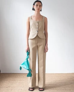 New Eunice Vest Cotton Silk Double-face Beige Shirts & Blouses | Clothing