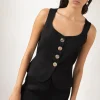 Sale Eunice Vest Crepe Twill Viscose Black Shirts & Blouses | Tailoring