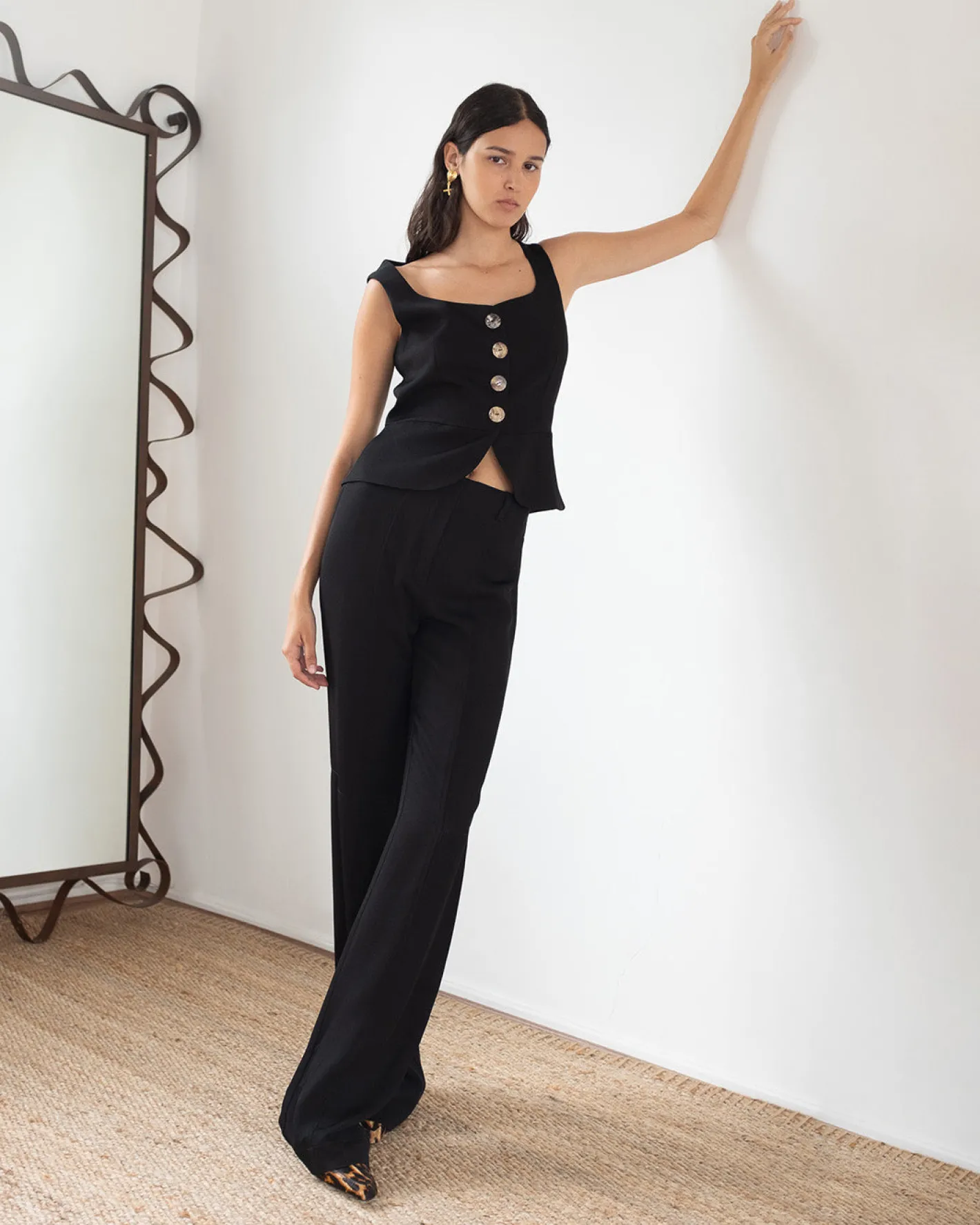 Sale Eunice Vest Crepe Twill Viscose Black Shirts & Blouses | Tailoring
