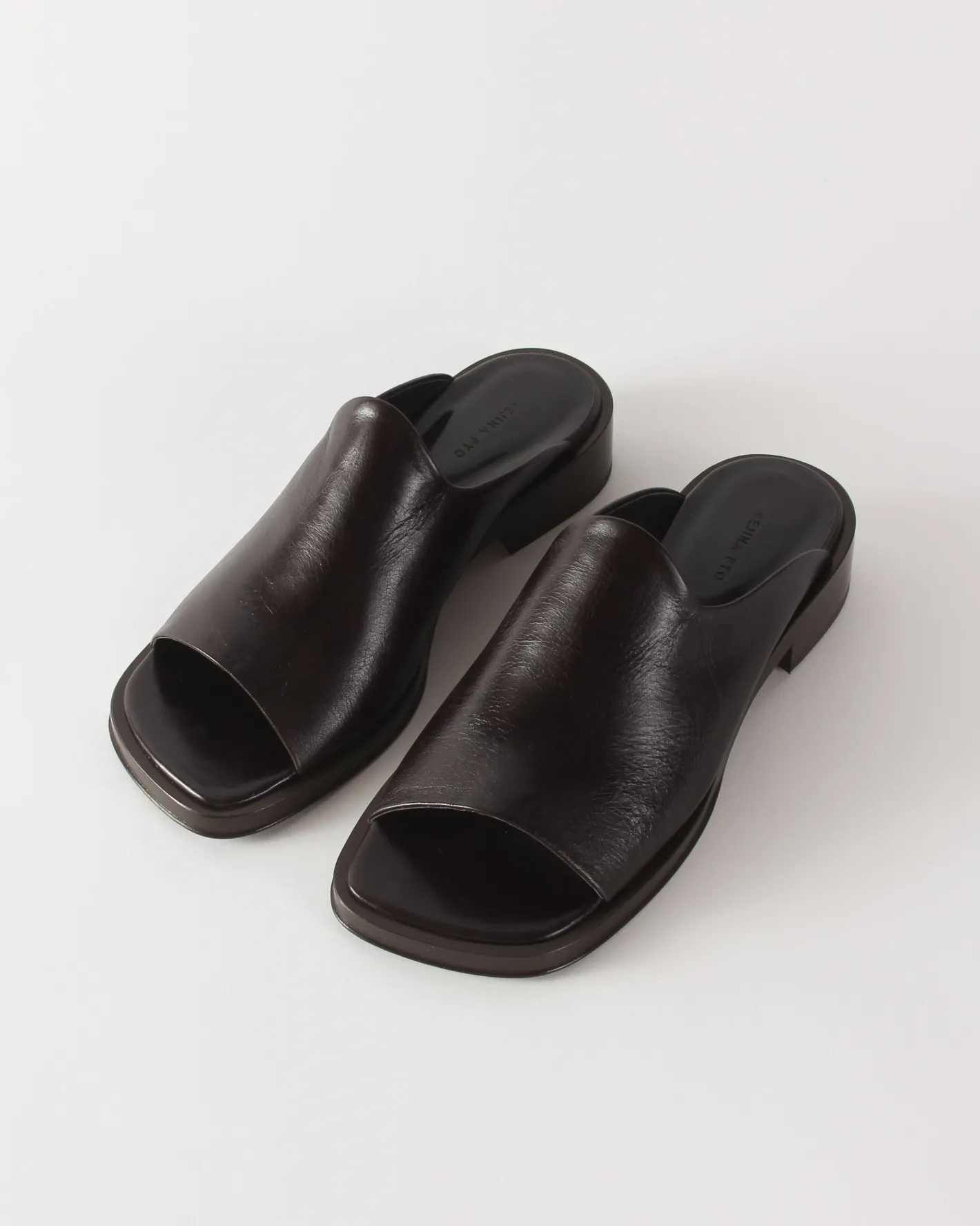 Sale Flat Mule Leather Black Flats