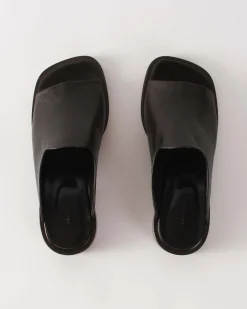 Sale Flat Mule Leather Black Flats