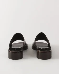 Sale Flat Mule Leather Brown Flats
